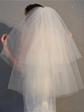 Simple Short Tulle Wedding Veils 2 Tier